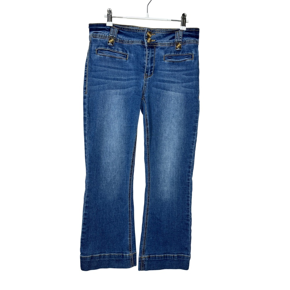 Harmony & Havoc Blue Flare Leg Denim Jeans, Front Pocket Detail, Sz 6 MC56548AFC